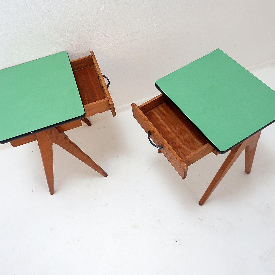 Pair of vintage compass legs bedside tables - circa 1960 For Sale 5