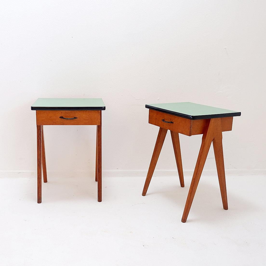 Pair of vintage compass legs bedside tables - circa 1960 For Sale 7