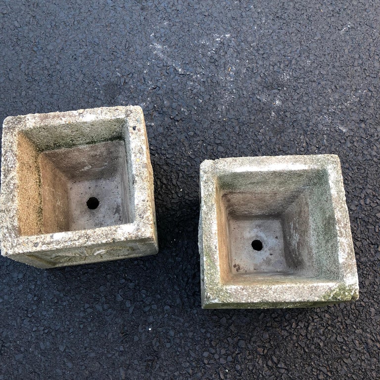 Pair of Vintage Concrete Planters with Large Shell ...