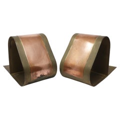 Pair of Retro Copper and Brass Sculptural Bookends