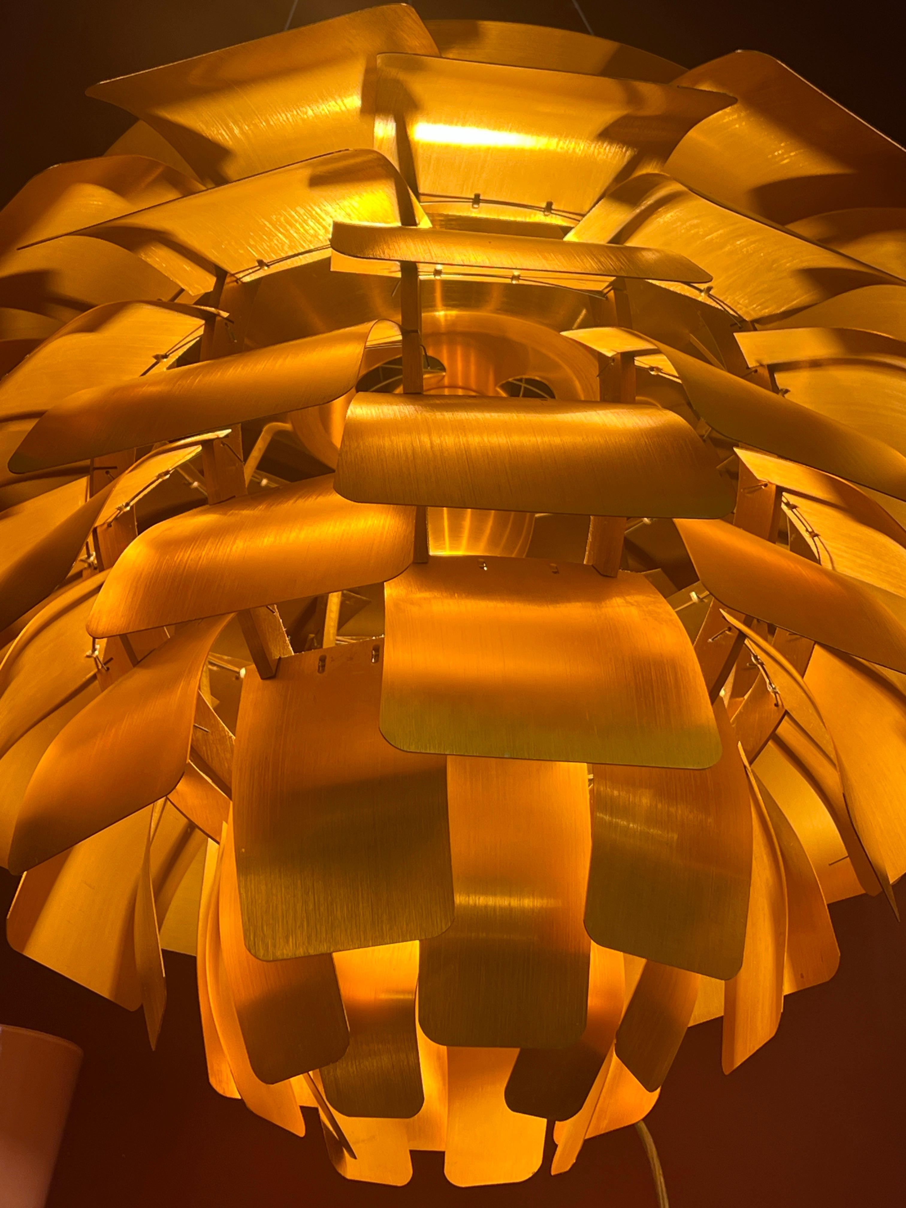 Rame Coppia di lampadari a carciofo in rame d'epoca stile Poul Henningson anni 2000 in vendita