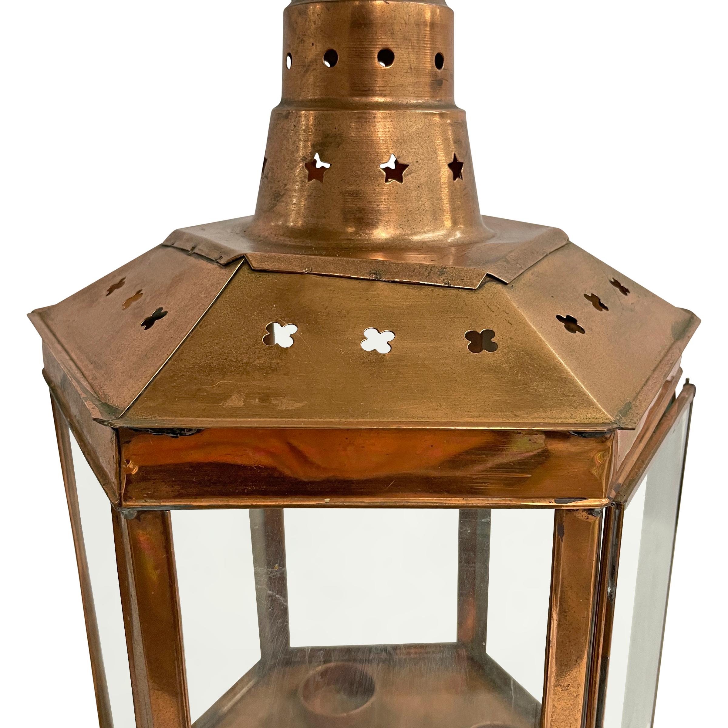 Pair of Vintage Copper Candle Lanterns 3