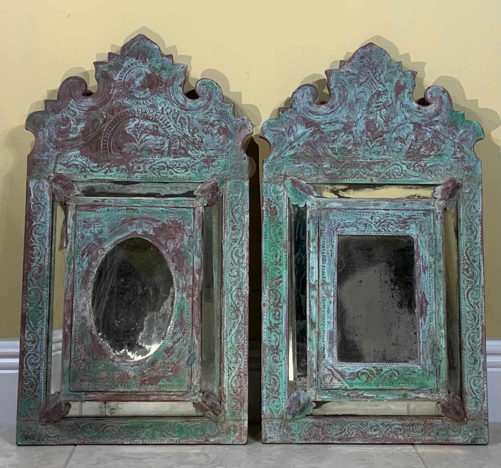 Italian Pair of Vintage Copper Mirror