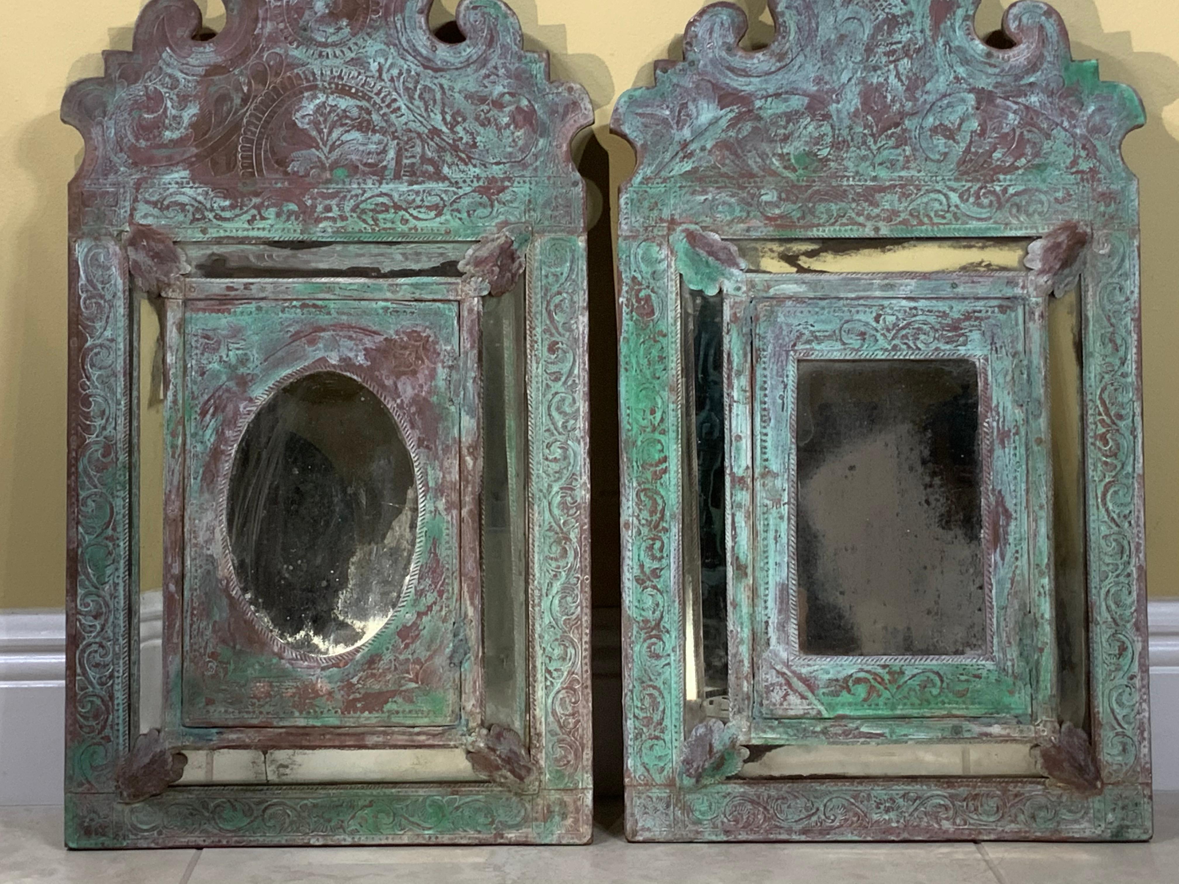 20th Century Pair of Vintage Copper Mirror