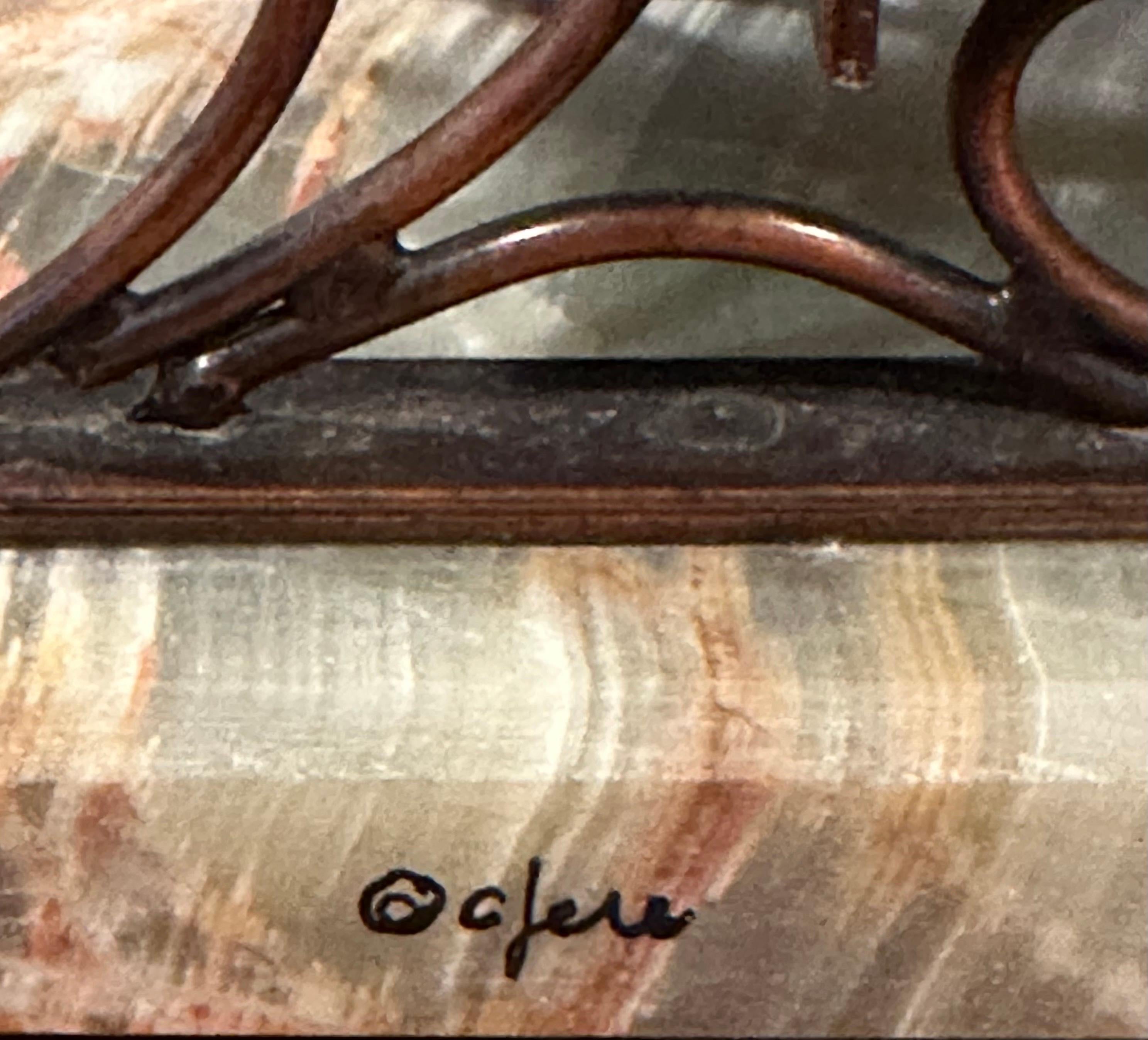 Pair of Vintage Copper School Desks on Onyx Base Bookends by Curtis Jeré 4