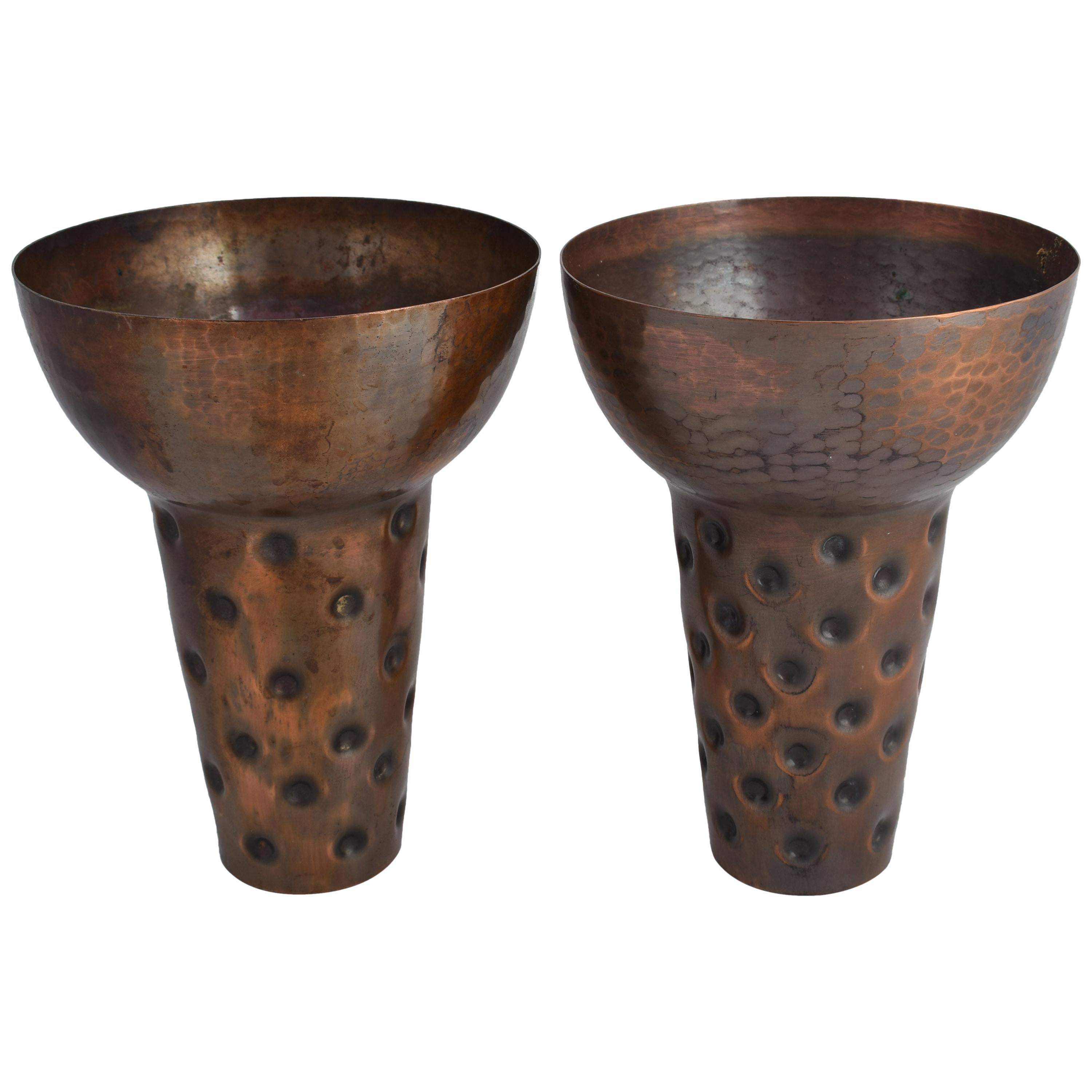 Pair of Vintage Copper Vases by Eugen Zint, Germany, 1950s For Sale