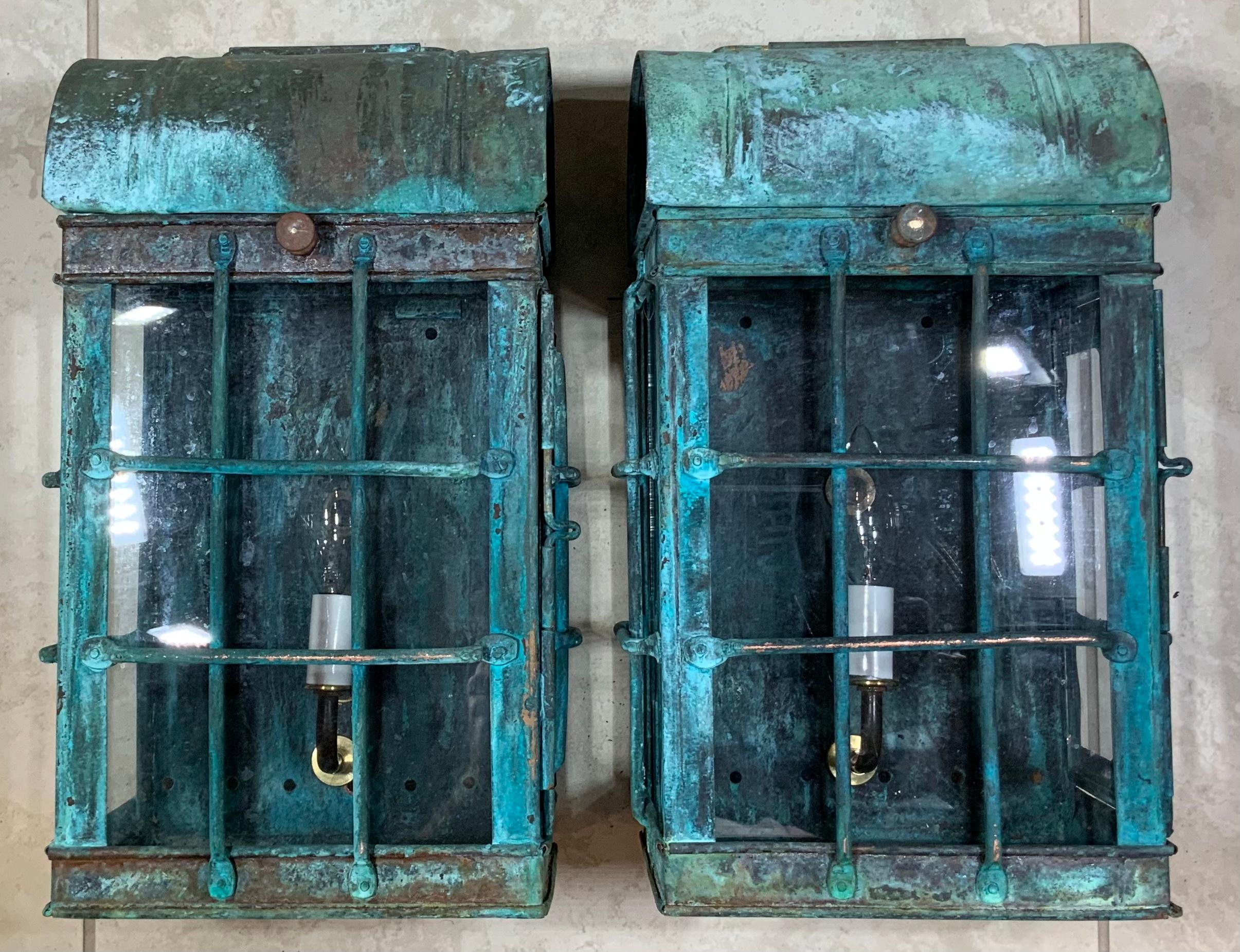 Pair of Vintage Copper Wall Lantern 1