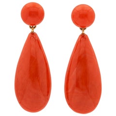 Pair of Vintage Coral Drop Earrings