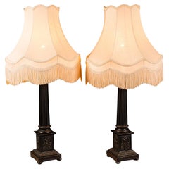 Pair of Vintage Corinthian Lamps, English, Bronzed, Table Light, Classical Taste