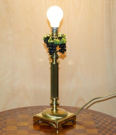 PAIR OF ViNTAGE CORINTHIAN PILLAR BRASS DESK LAMPS WITH GRAPE VINE DETAILING