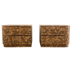 Pair of Vintage Cork Nightstands Bedside Table 70s 80s MCM Postmodern