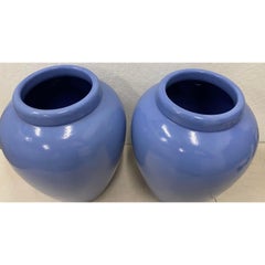 Pair of Vintage Cornflower Blue Oil Storage Jars, circa 1930