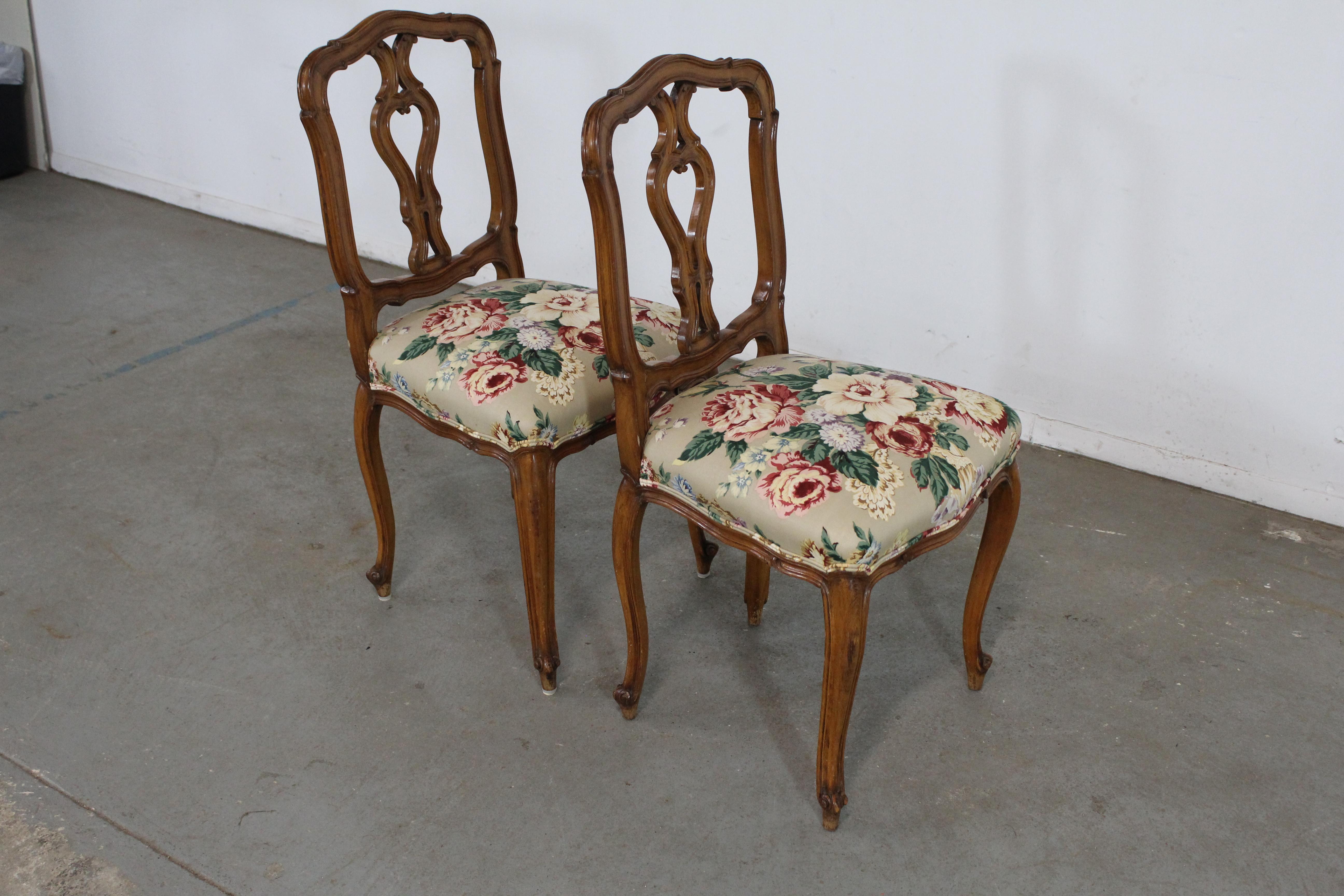 Pair of Vintage Country French Side Chairs For Sale at 1stDibs