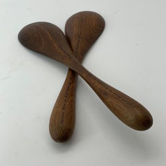 Pair of Vintage Craftsman Hardwood Serving Spoons Salad Tongs