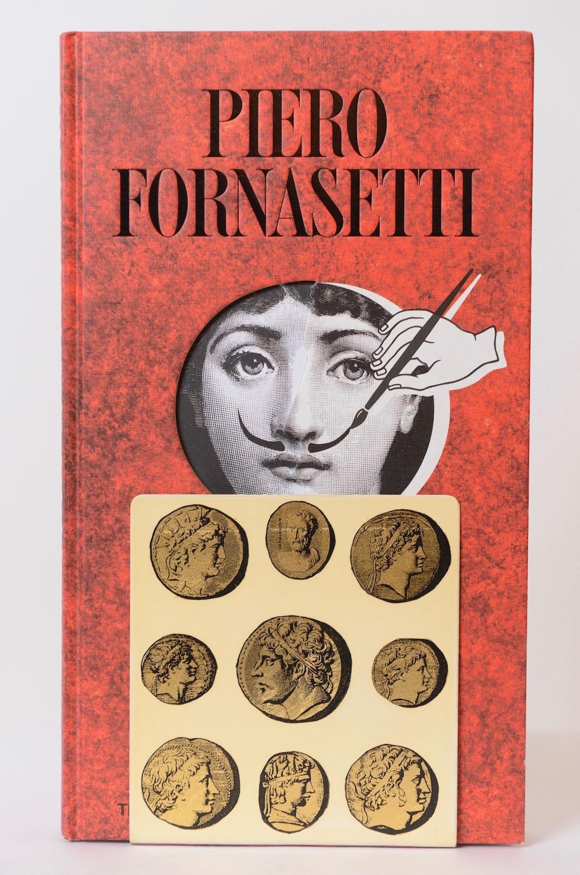 Italian Pair of Vintage Cream and Black Piero Fornasetti ‘Cammei’ Bookends, circa 1960