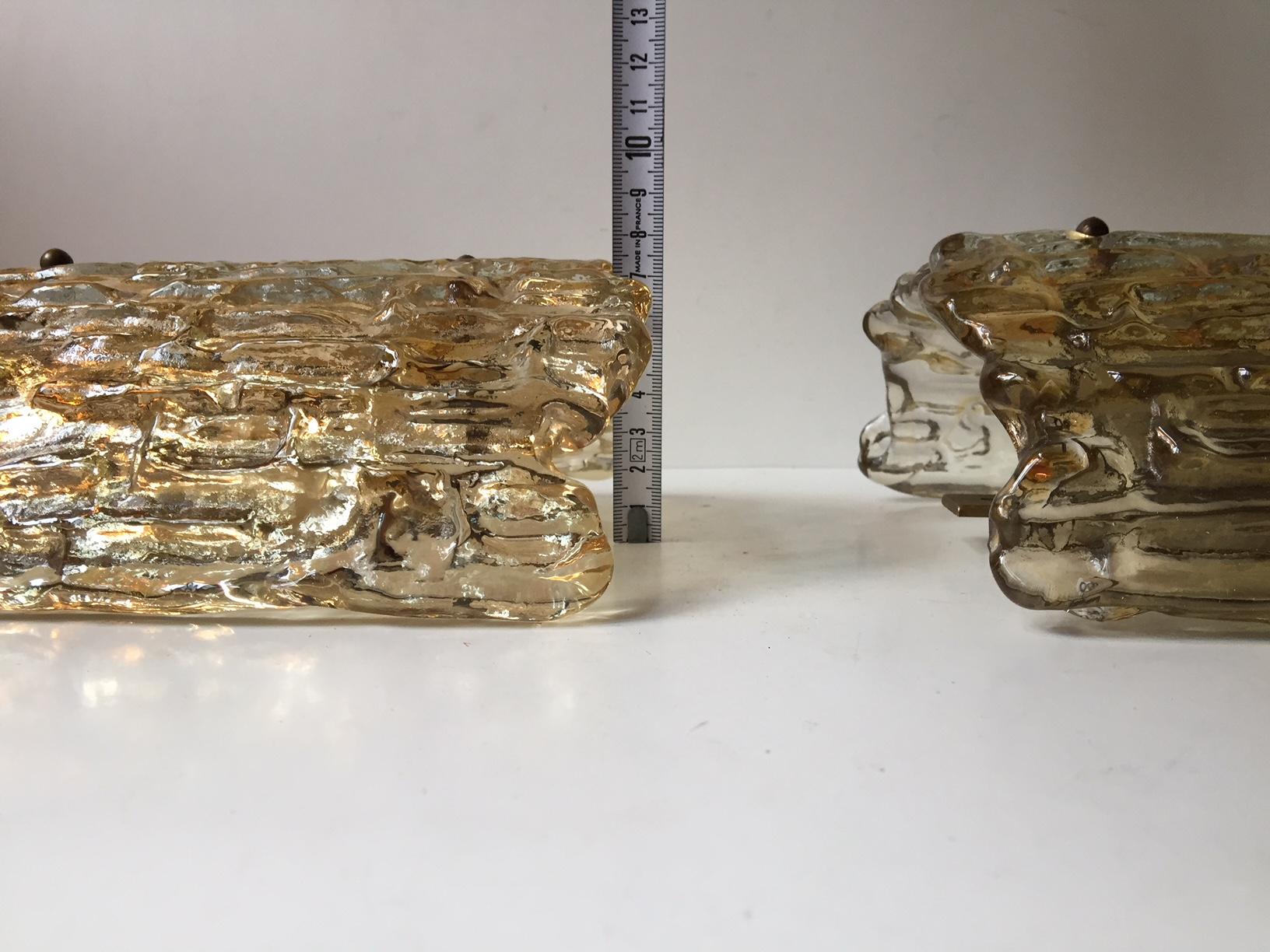 Vintage Crystal and Brass Wall Sconces by Carl Fagerlund for Orrefors, 1960s For Sale 4