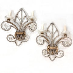 Pair of Vintage Crystal Sconces