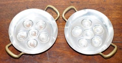 Pair of Vintage Culinox Copper Silver Plated Escargot Snail Pans Made in Sweden
