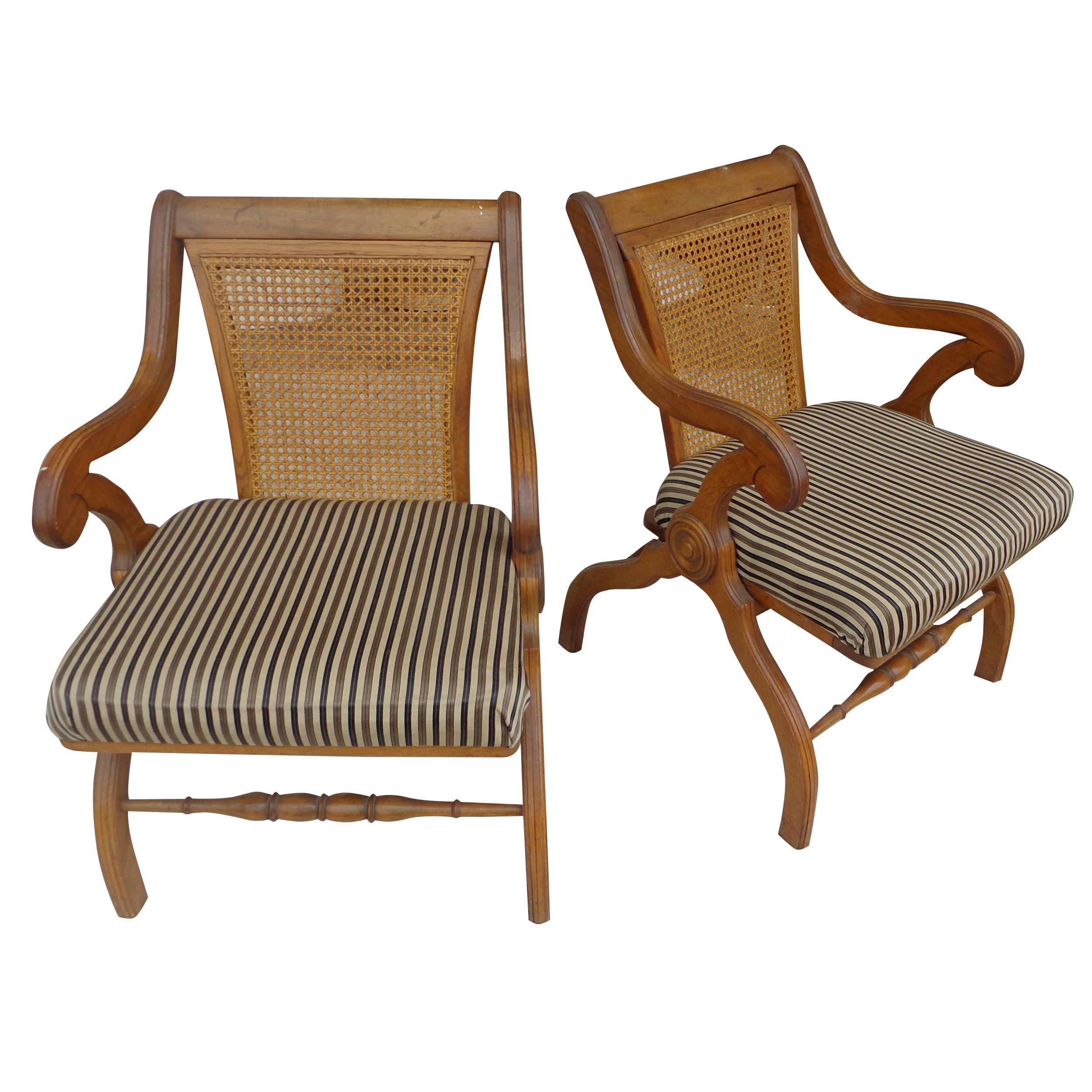 Regency Pair of Vintage Curule Arm Chairs