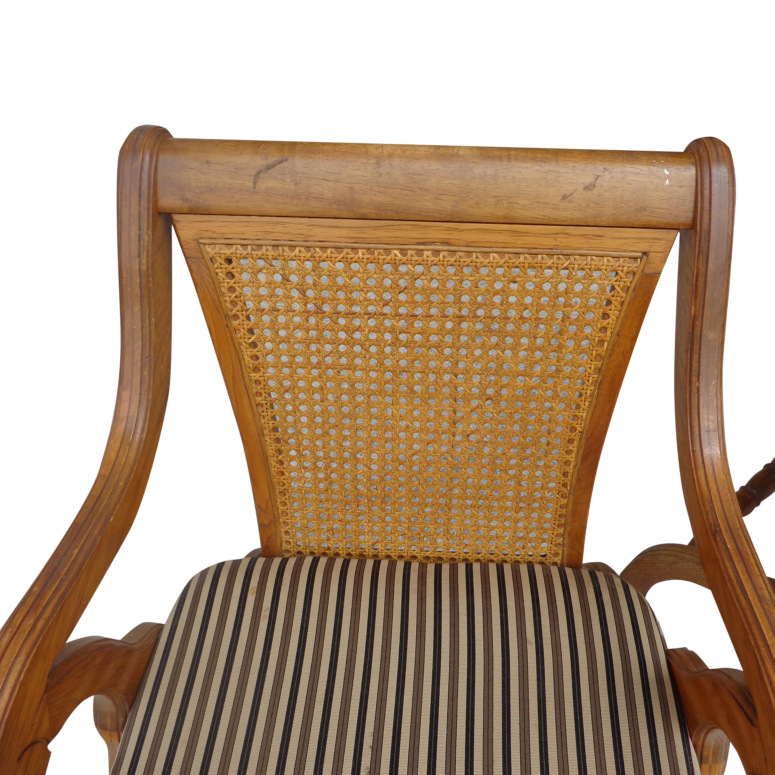 Cane Pair of Vintage Curule Arm Chairs
