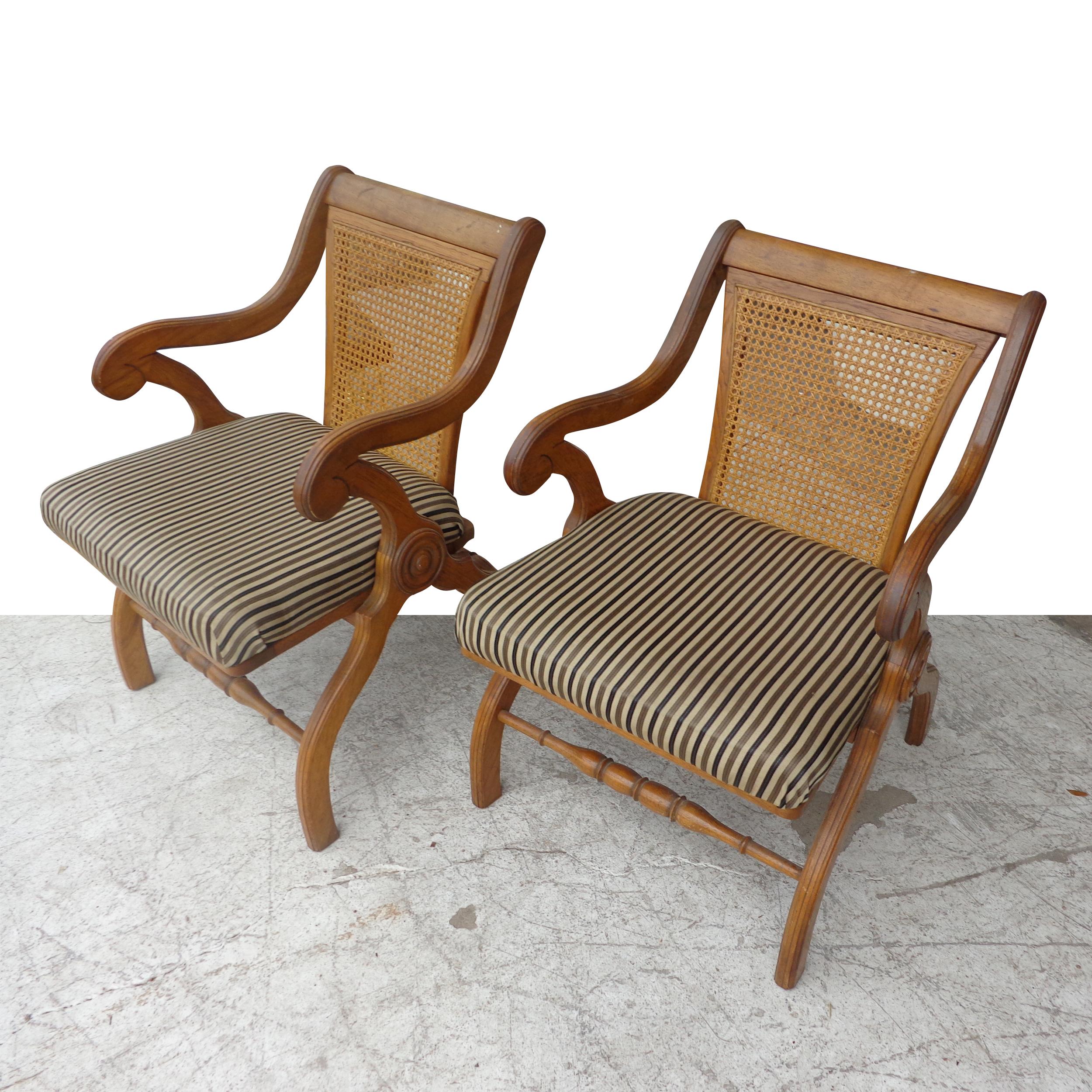 Pair of Vintage Curule Arm Chairs 2