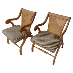 Pair of Vintage Curule Arm Chairs