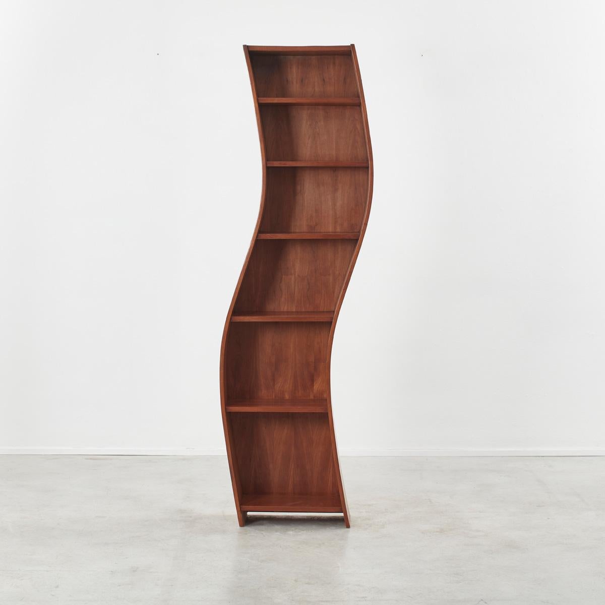 European Pair of Vintage Custom Wavy Wooden Shelves, Late 20th Century