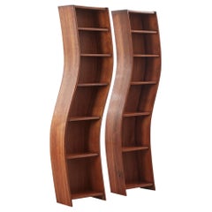 Pair of Vintage Custom Wavy Wooden Shelves, Late 20th Century