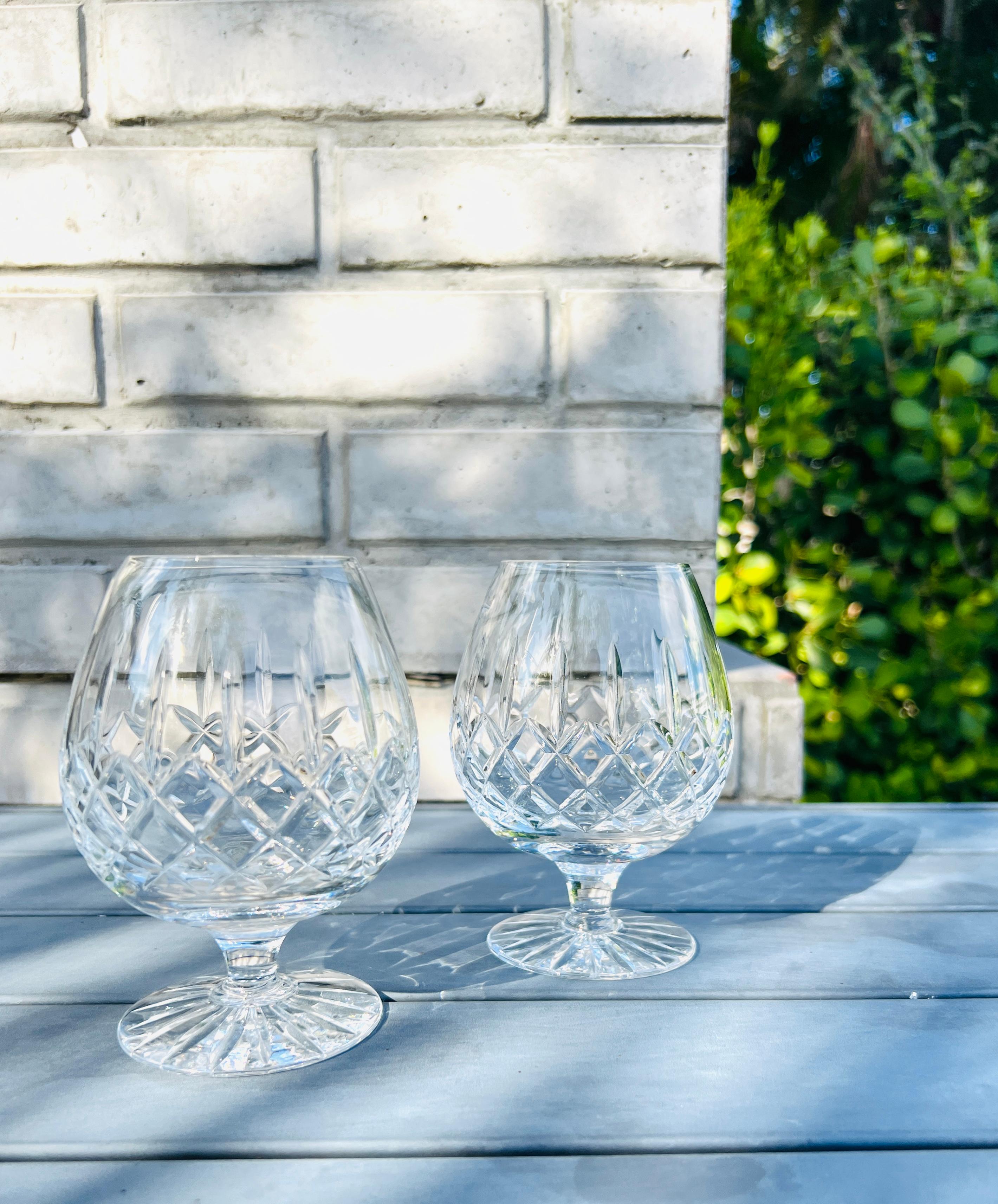 Late 20th Century Pair of Vintage Cut Crystal Brandy Glasses by Waterford Crystal, c. 1980's For Sale