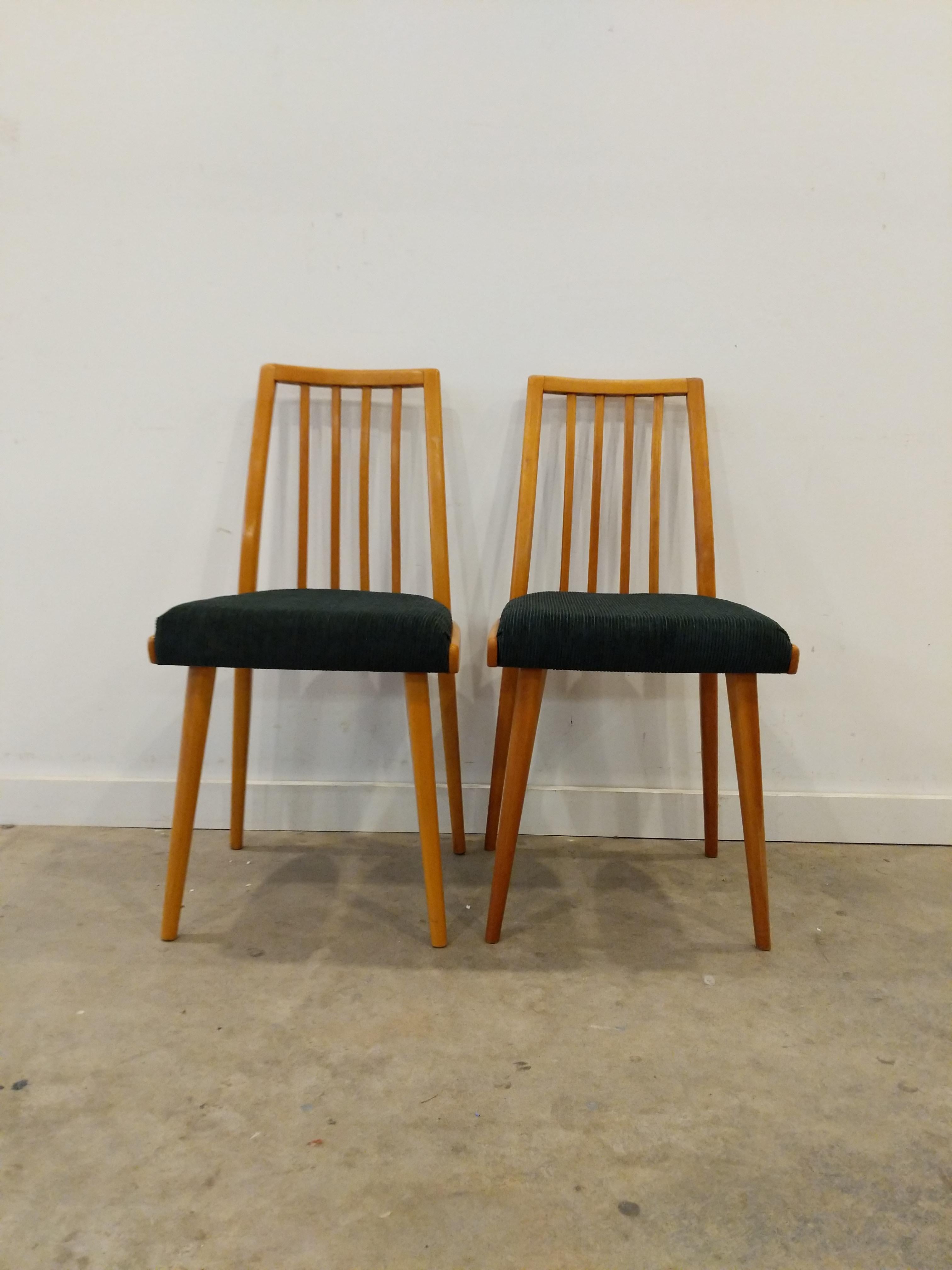 Pair of Vintage Czech Dining Chairs In Good Condition For Sale In Gardiner, NY