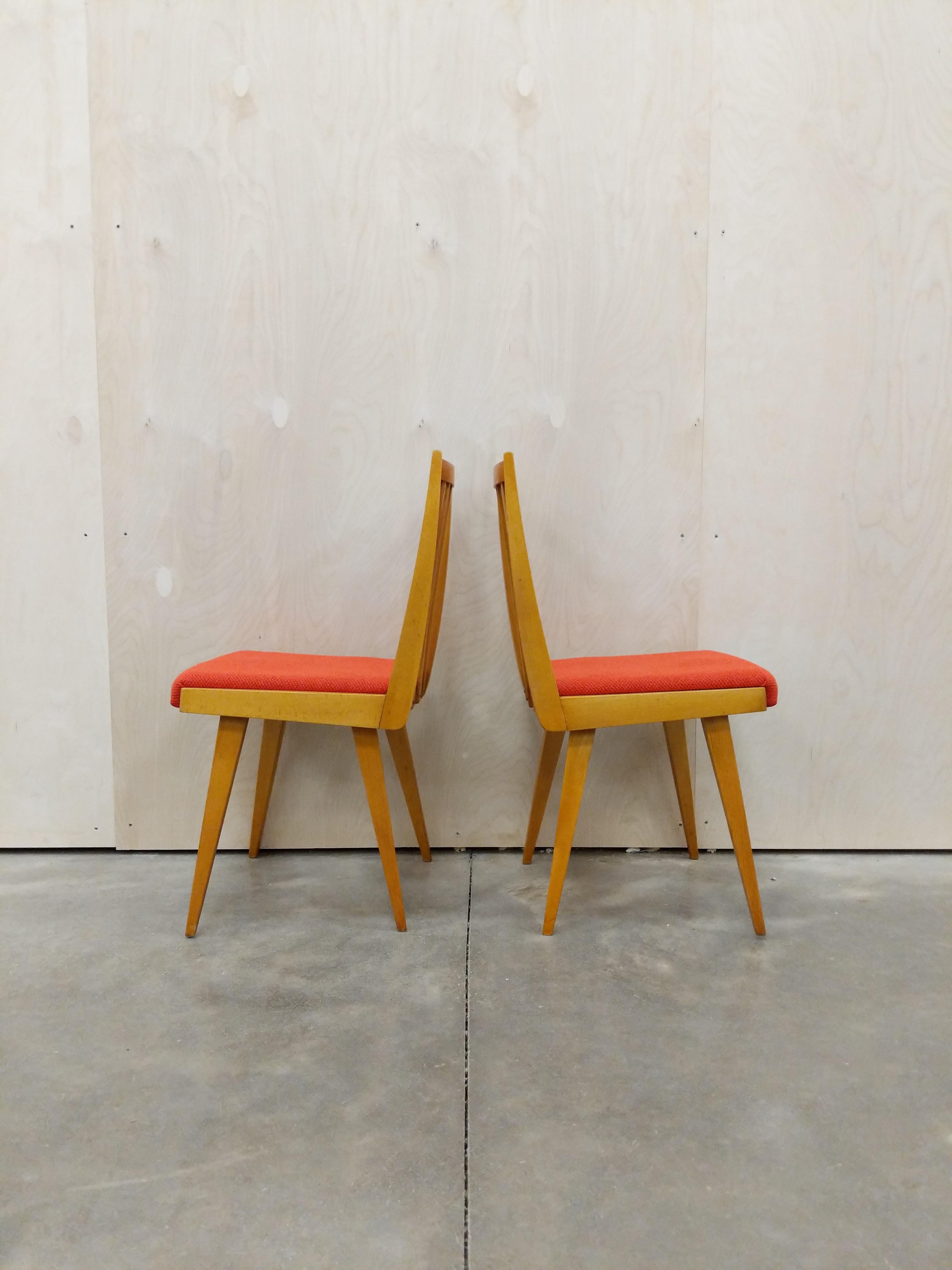 20th Century Pair of Vintage Czech Dining Chairs For Sale