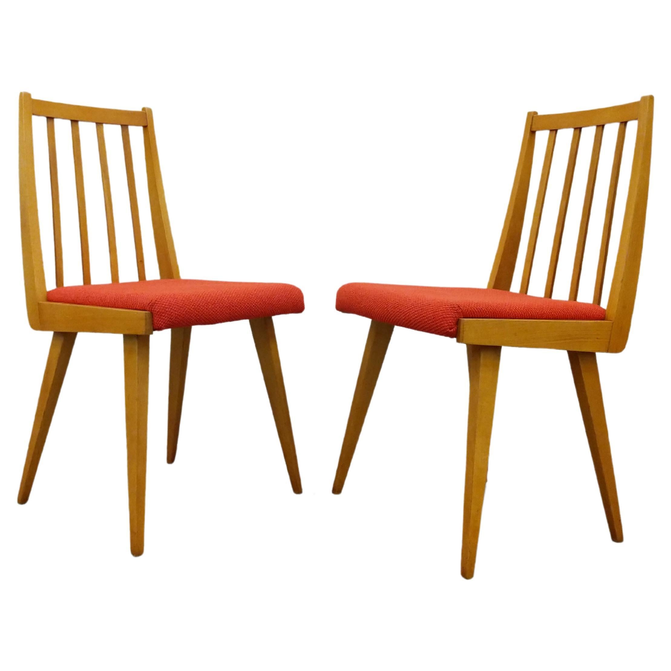 Pair of Vintage Czech Dining Chairs For Sale