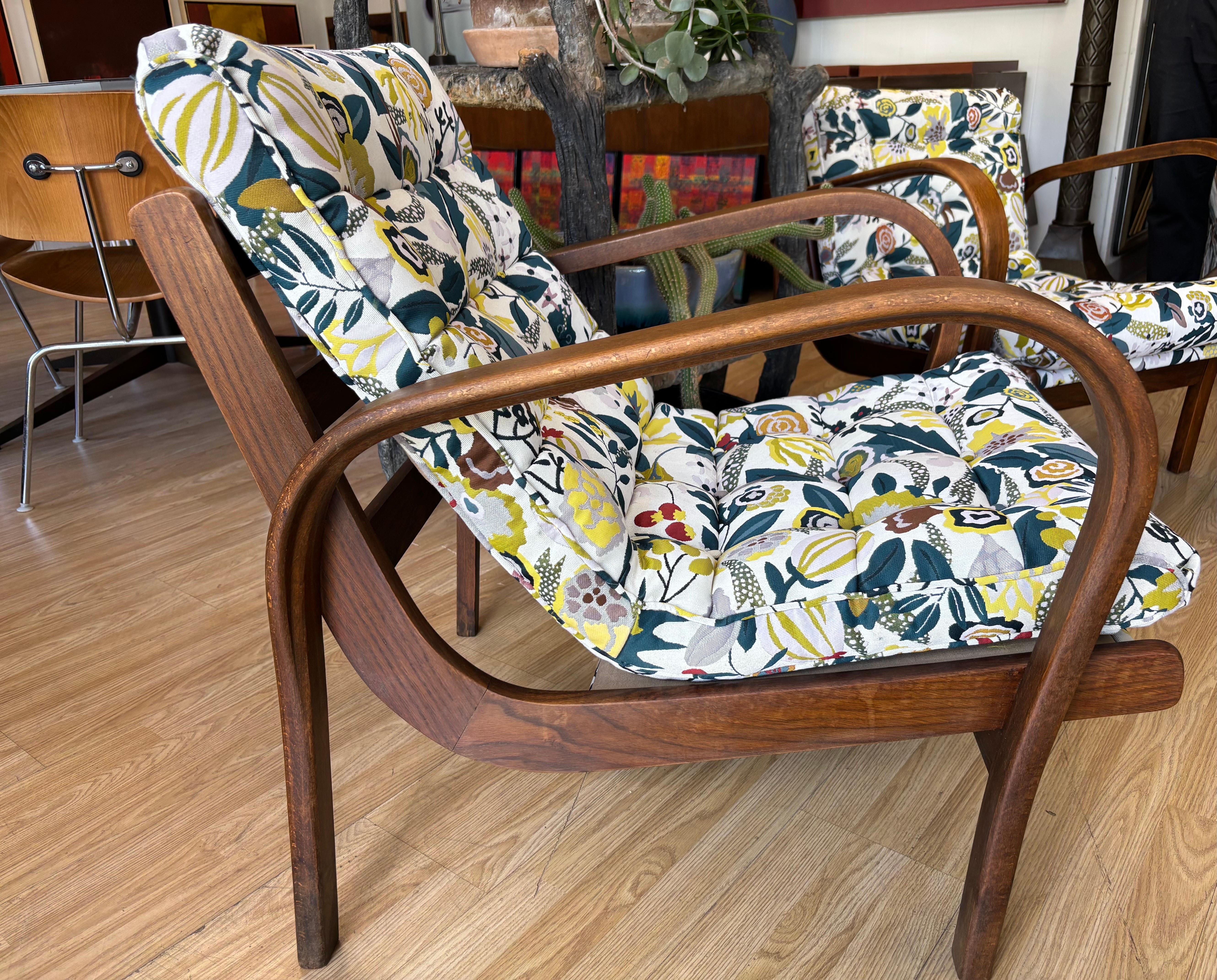 Art déco Paire de chaises longues tchèques vintage, Circa 1940s en vente