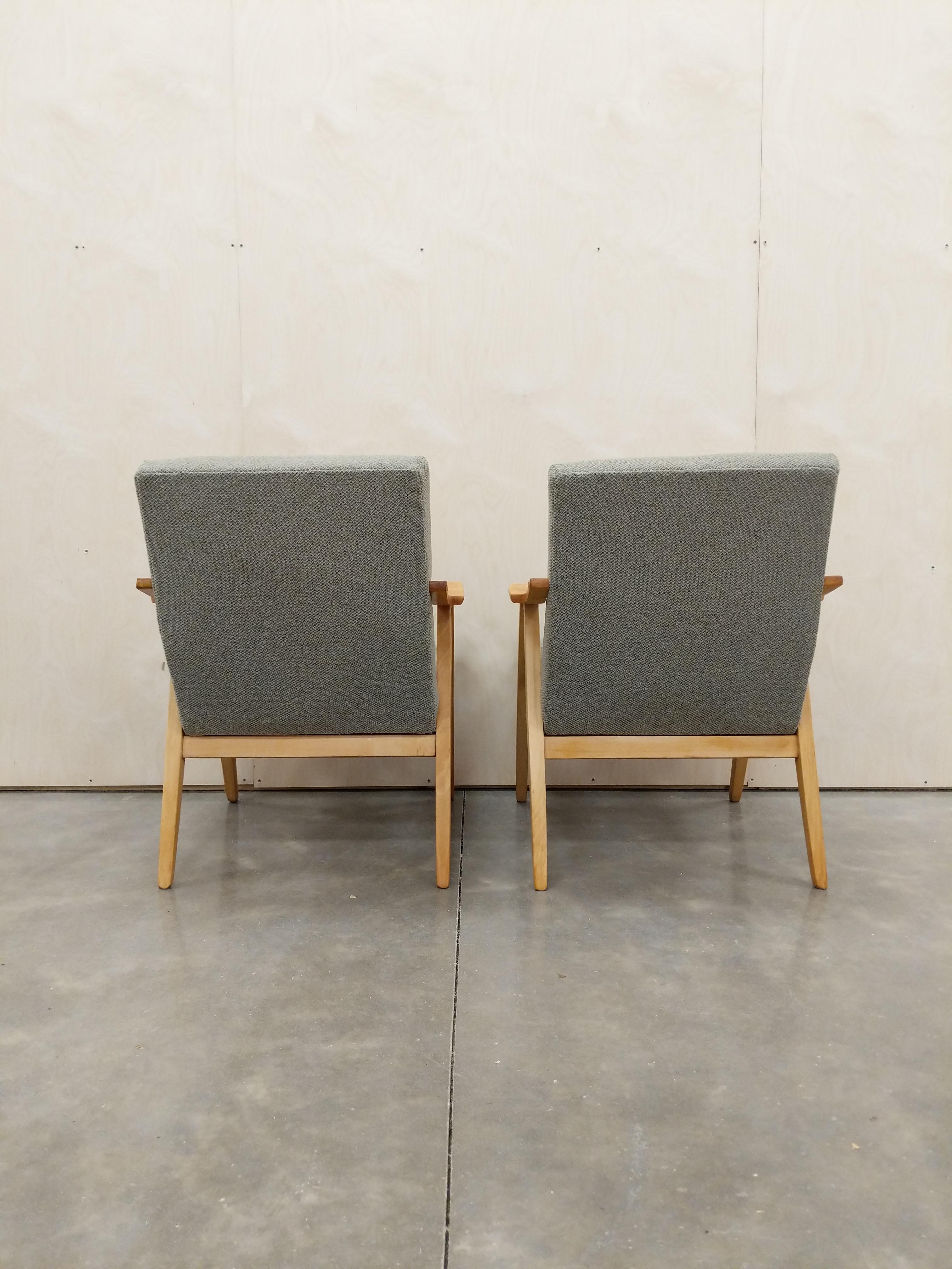 Mid-Century Modern Pair of Vintage Czech Mid Century Modern Lounge Chairs