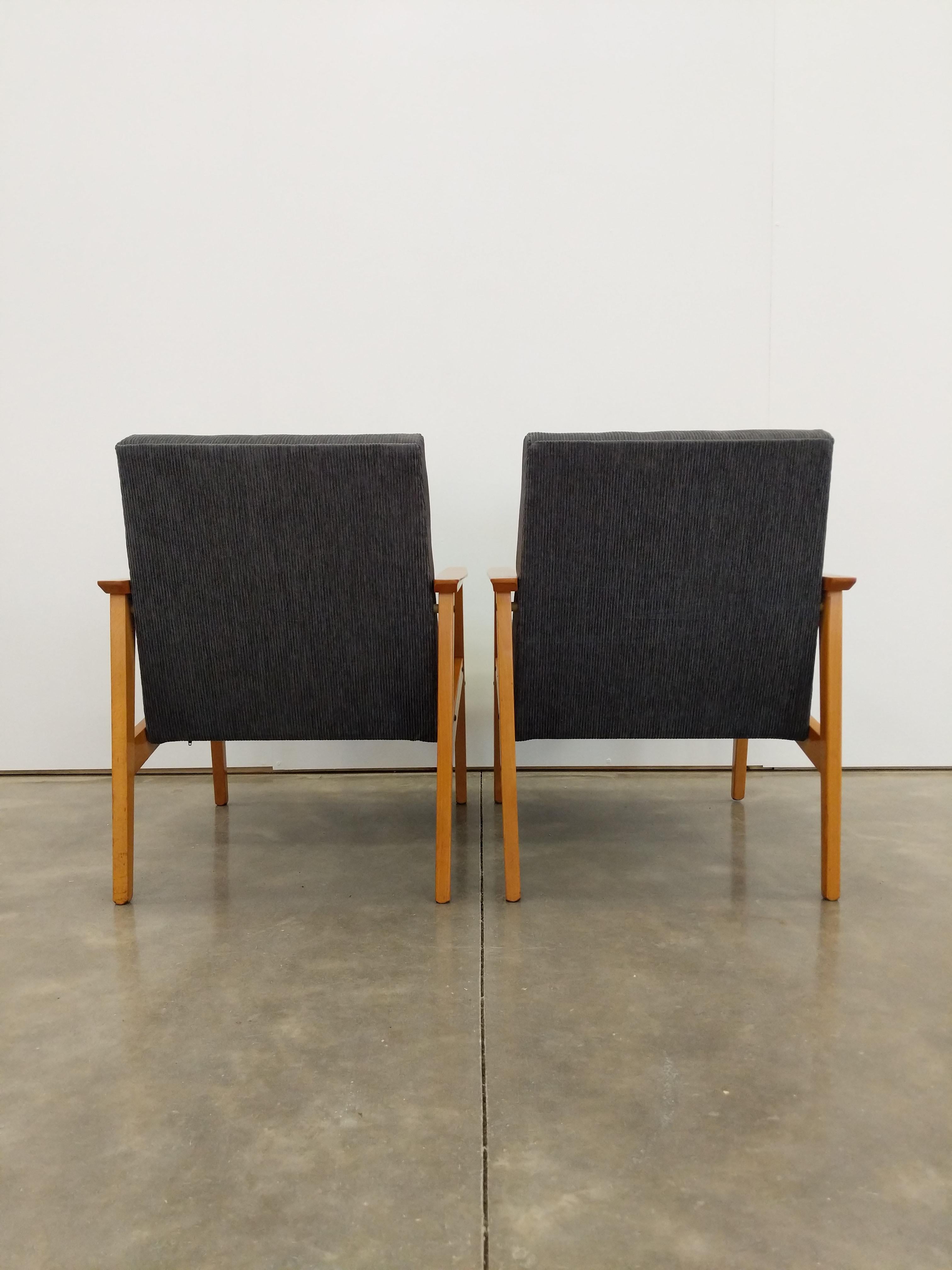 Mid-Century Modern Pair of Vintage Czech Mid Century Modern Lounge Chairs For Sale