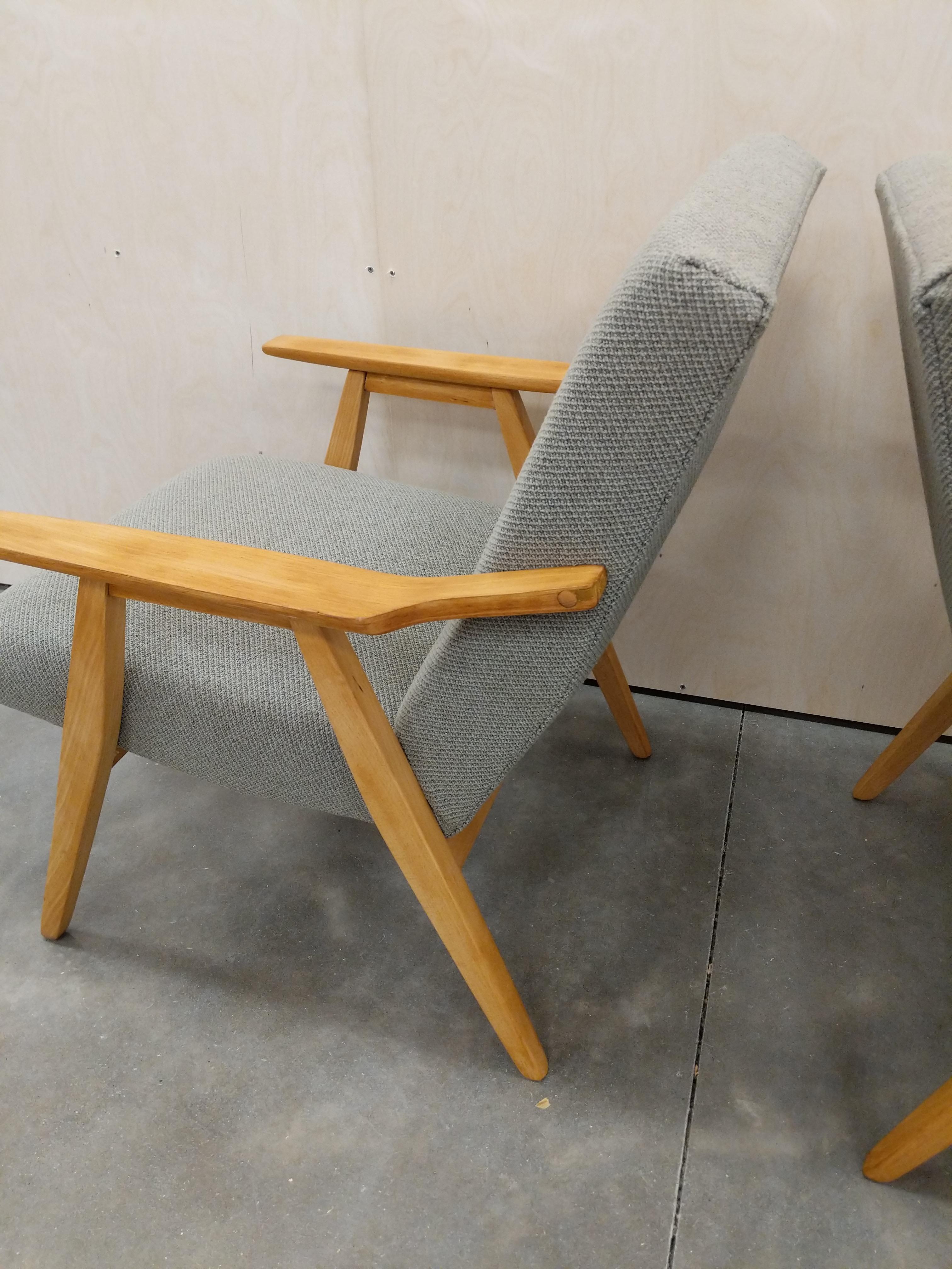 20th Century Pair of Vintage Czech Mid Century Modern Lounge Chairs