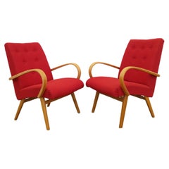 Pair of Vintage Czech Mid Century Modern Lounge Chairs