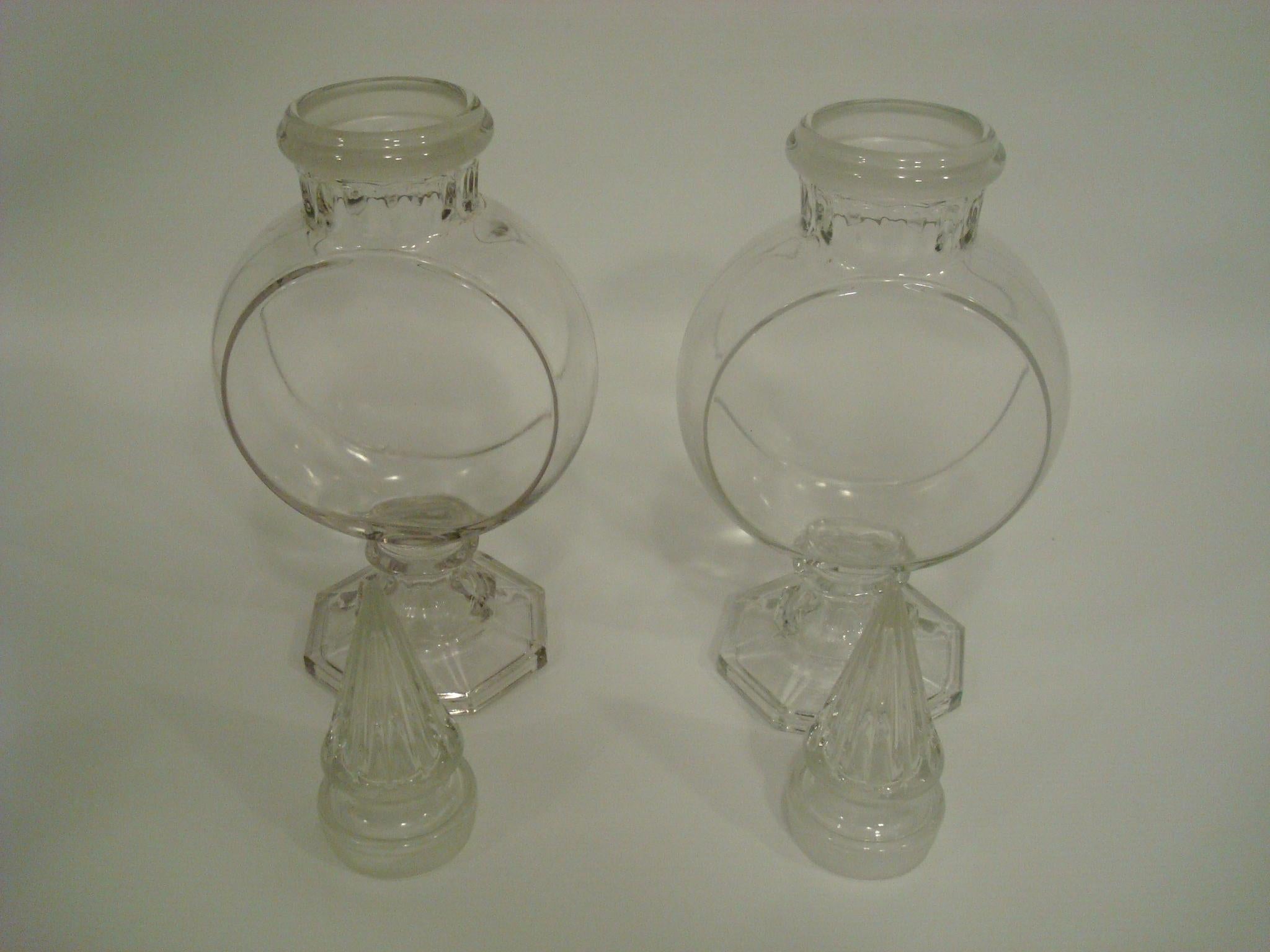 Paar Dakota Banjo-Apotheker- Candy-Vitrinengefäße im Vintage-Stil (Glaskunst) im Angebot