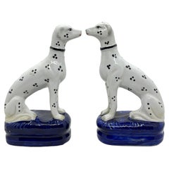 Pair of Vintage Dalmatian Dog Mantel Shelf Figures China Porcelain