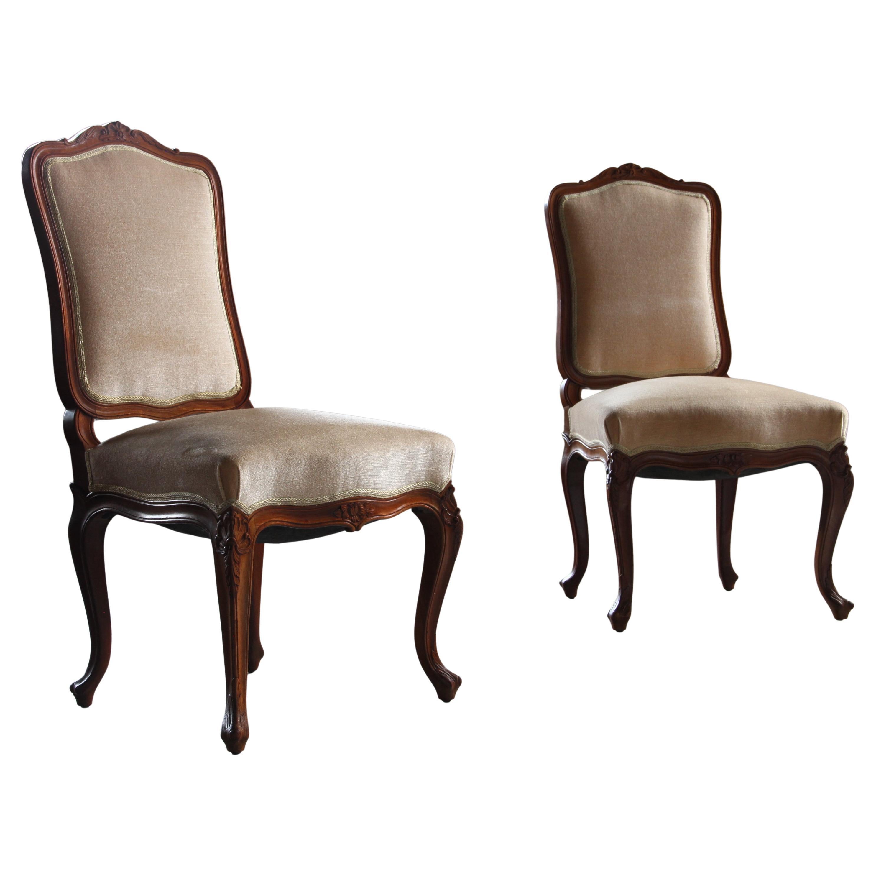 Pair of Vintage Danish Antique 18th century Chairs, style of Louis XV
