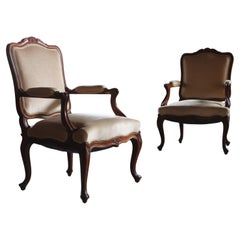 Pair of Vintage Danish Antique 18th century Lounge Chair, style of Louis XV