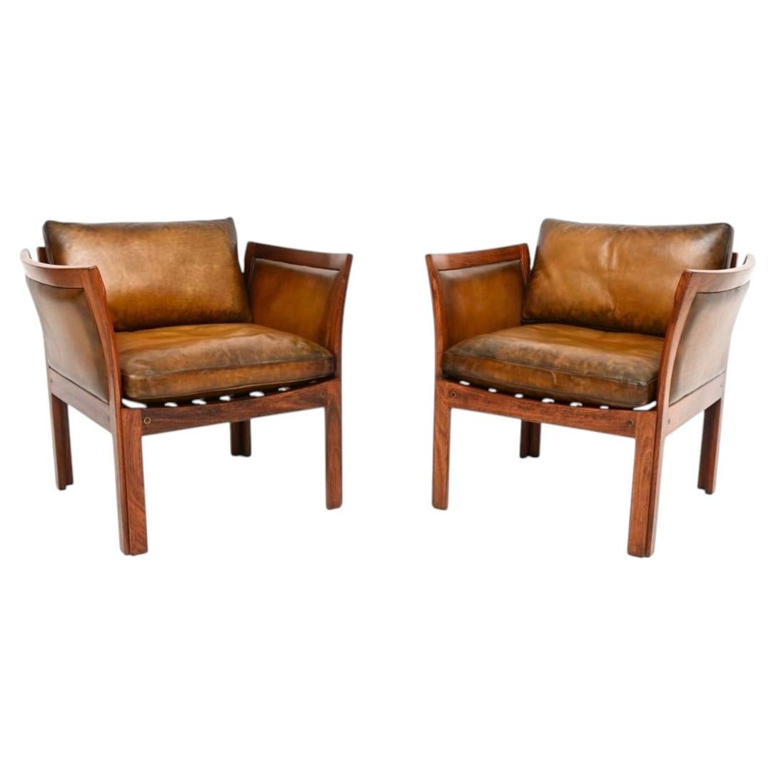 Pair of Vintage Danish Armchairs by Illum Wikkelso For Sale
