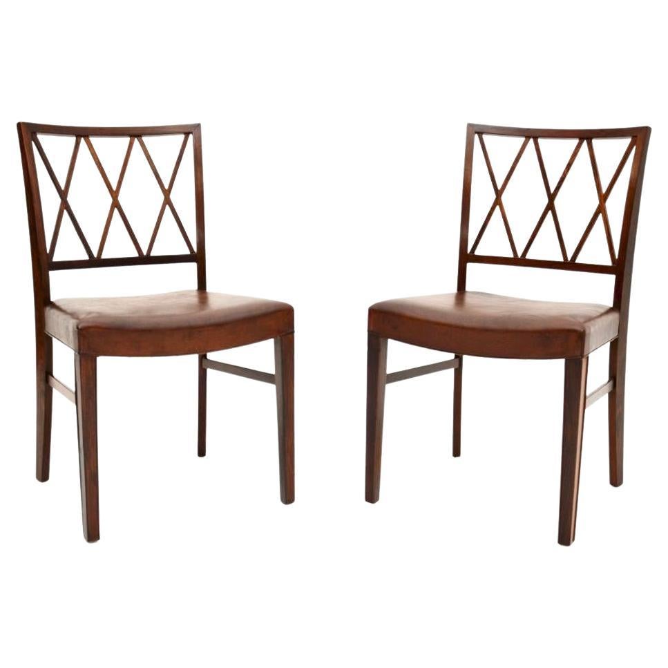 Pair of Vintage Danish Chairs by Ole Wanscher For Sale