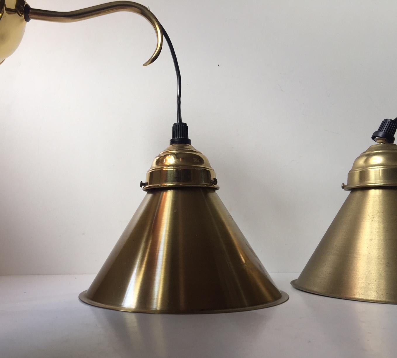 Mid-Century Modern Pair of Vintage Danish Design Brass Wall Lights, 1970s