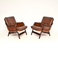 Pair of Vintage Danish Leather Armchairs