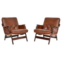 Paire de fauteuils en cuir danois vintage