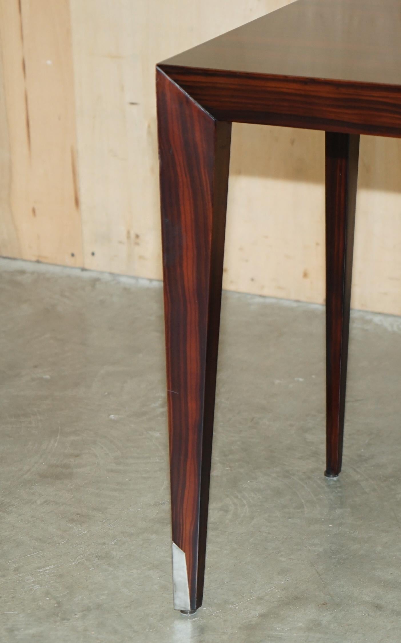 Hand-Crafted PAIR OF ViNTAGE DANISH MACASSAR EBONY SIDE END TABLES ATTRIBUTED SEVERIN HANSEN For Sale