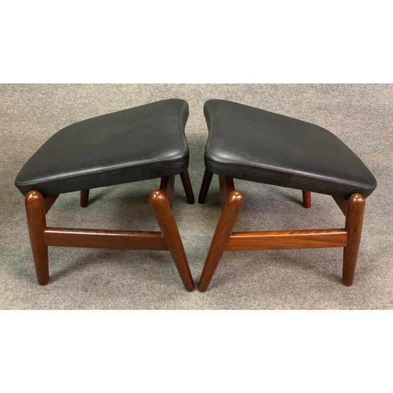 Pair of Vintage Danish Midcentury Lounge Chairs & Ottomans PD30, Ib Kofod Larsen 2