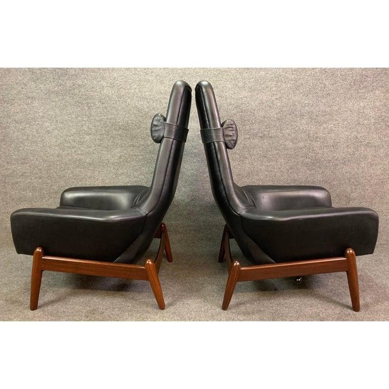 Mid-20th Century Pair of Vintage Danish Midcentury Lounge Chairs & Ottomans PD30, Ib Kofod Larsen