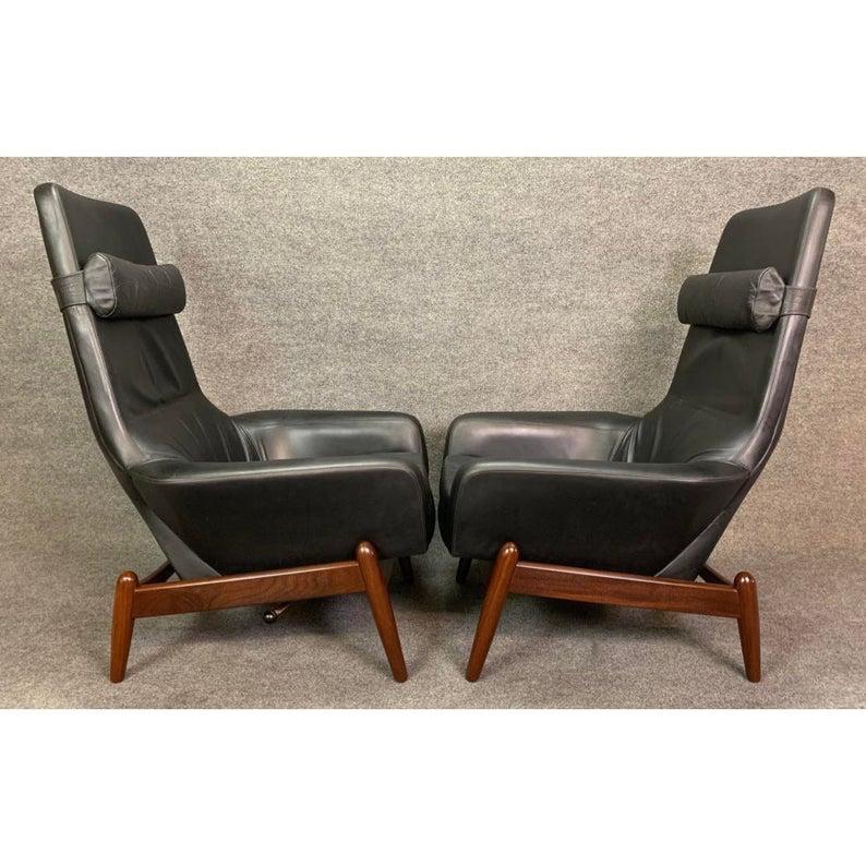 Pair of Vintage Danish Midcentury Lounge Chairs & Ottomans PD30, Ib Kofod Larsen 1